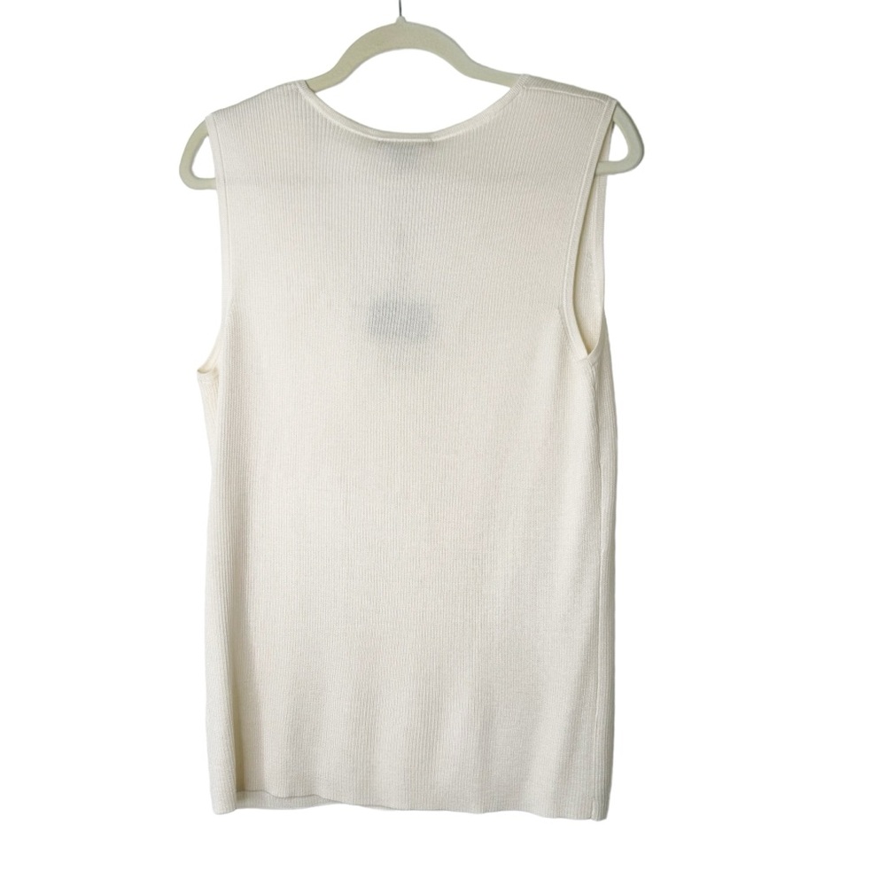 NWT St. John Bright White Sleeveless Sweater Top XL - Picture 2 of 5